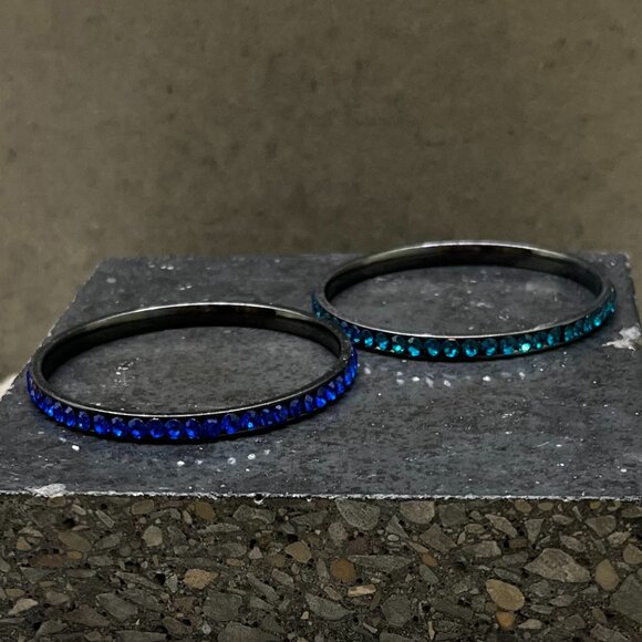 Blue and Silver 10-Bangle Bracelet Bundle - Picture 2 of 8